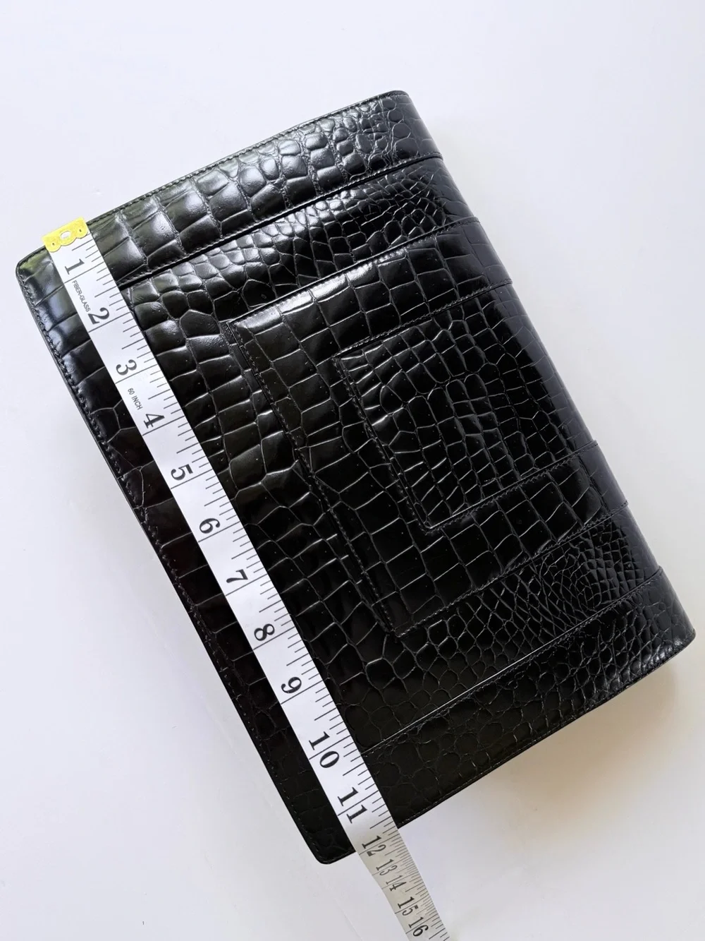 Vintage Fendi Crocodile Embossed Black Leather Crossbody Bag Clutch 1970s-1980s